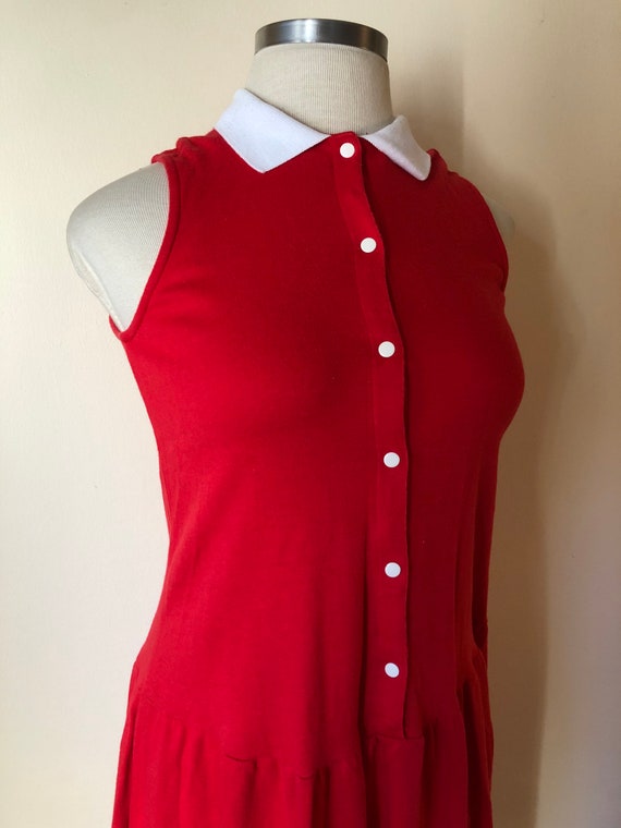 1970's Red Drop Waist Jersey Tennis Dress by CYNT… - image 9