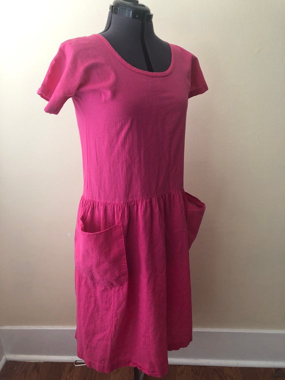 70s Pink Cotton House Dress || Medium || Union Mad