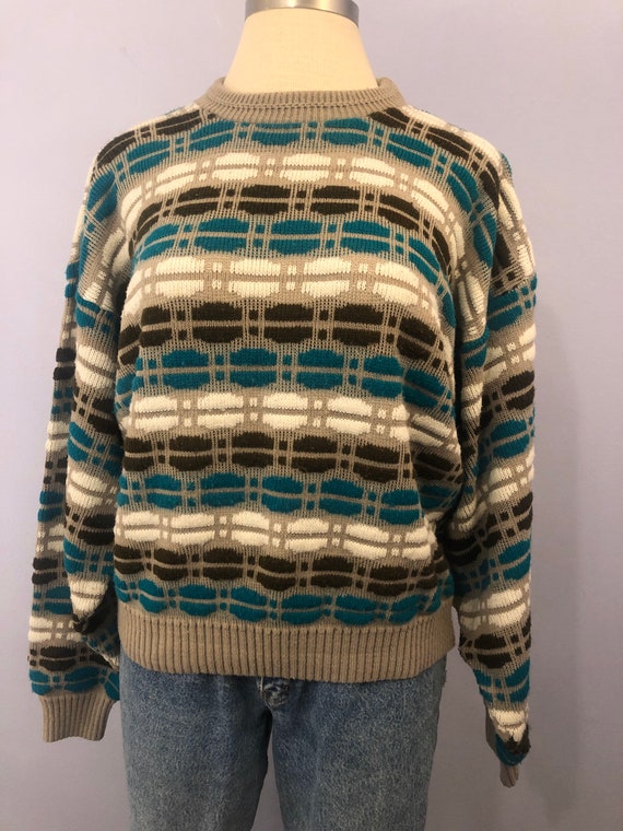 Bean Pattern Knit Sweater  ||  Large  ||  1970s