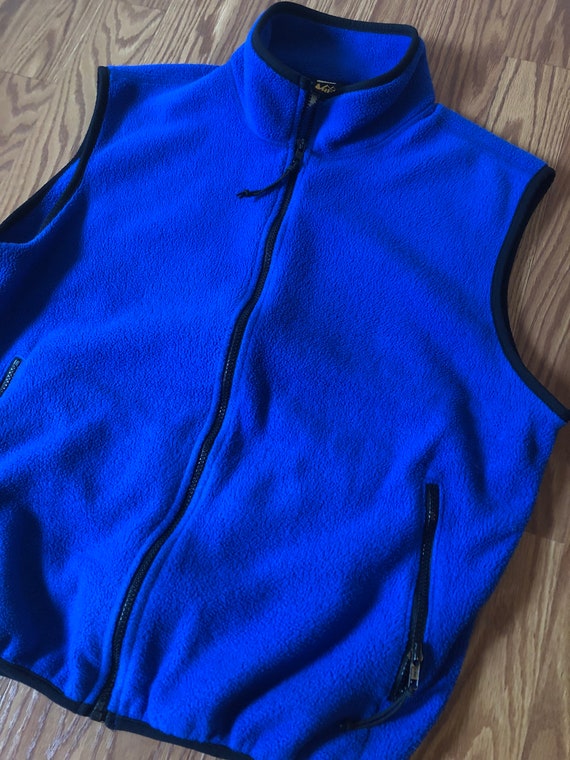 90s Blue REI Fleece Vest with Zip Pockets || Large