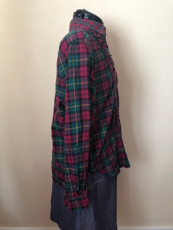 Vintage Cottagecore Double-Breasted Flannel Blous… - image 5