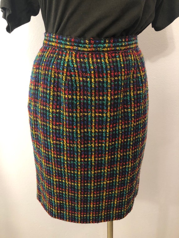 80's Rainbow Knit Skirt - Size 12