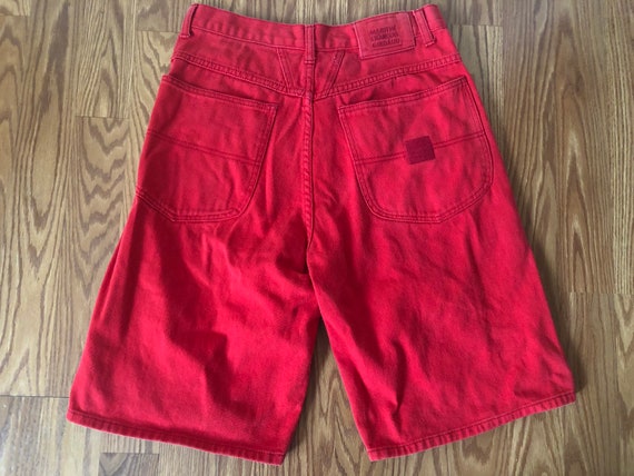 Vintage Red Denim Loose Fit Shorts || W32 || 1990… - image 3