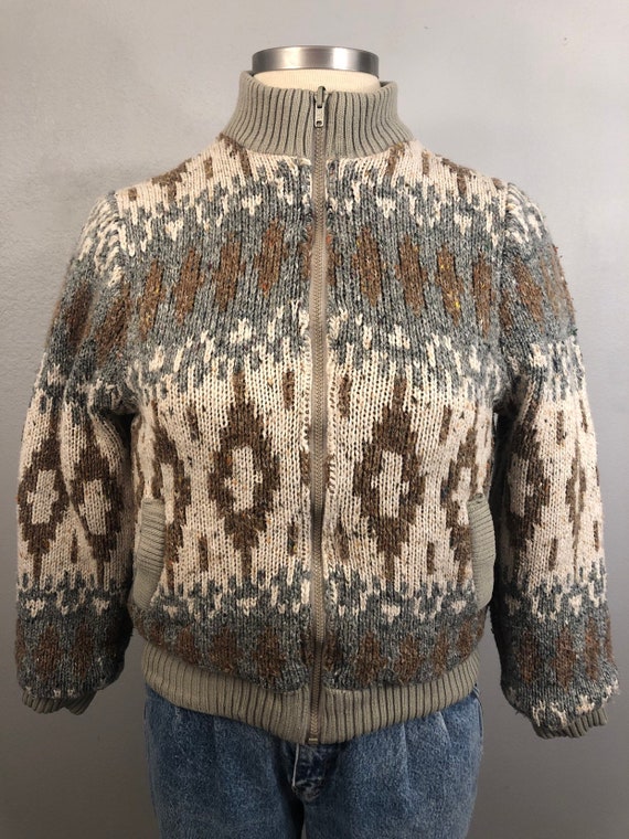 Vintage Reversible Knit Bomber Jacket || Sustainable Vintage Reversible Knit Bomber Jacket || Sustainable
