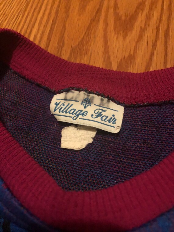 Jazzy 1980s Patchwork Pattern Knit Sweatshirt || … - image 4