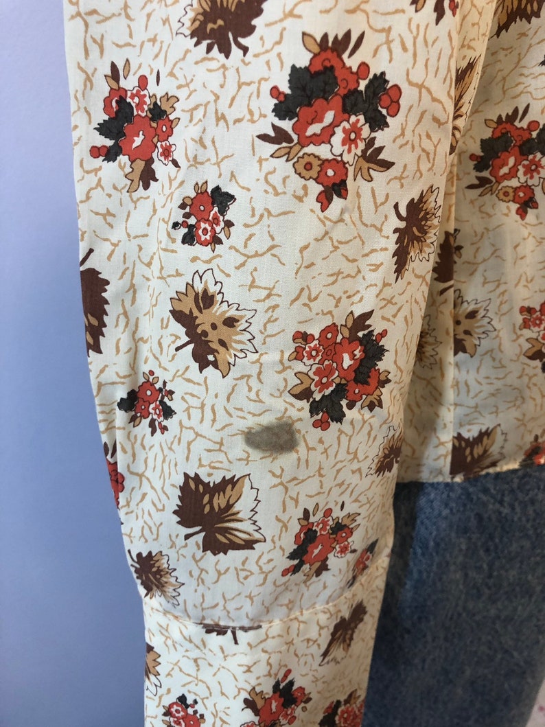 Sustainable Clothing Autumn Leaves Androgynous Style 1970/'s Vintage Western Shirt By Bar-M Pearl Snap Buttons 70/'s
