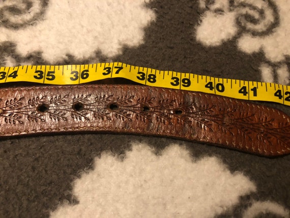 Vintage Cottagecore Tooled Leather Belt || XL / W… - image 5