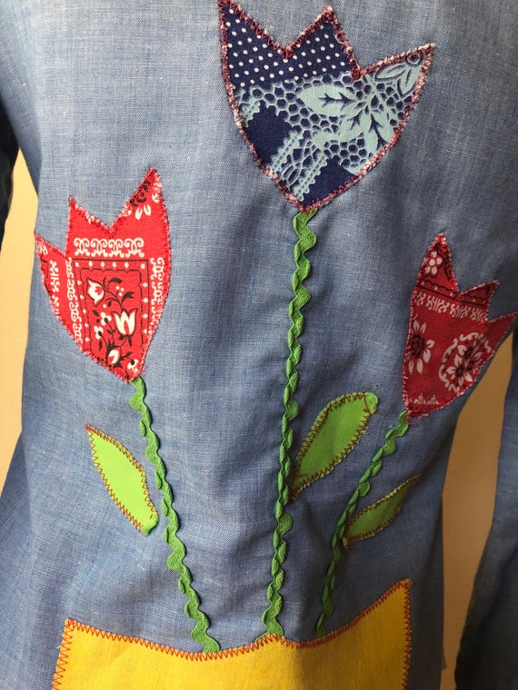 1960's Chambray Appliqué Button-Up by Yum Yum wit… - image 3