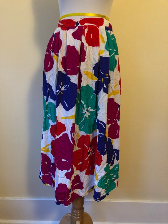 1990s Jenny Garcia Tropical Floral Print Skirt ||