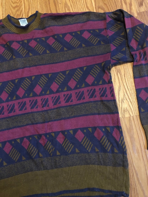 80s Goofball Geometric Sweater || Large || Vintage Ski