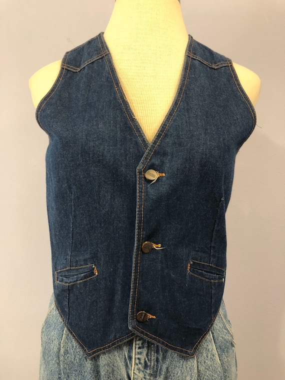 1980s does 1950s Western Denim Vest by St. Leger … - image 1