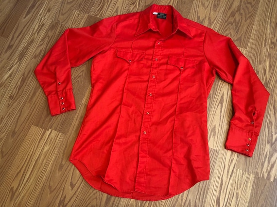 Vintage Single Stitch Sears Red Western Wear Shir… - image 1