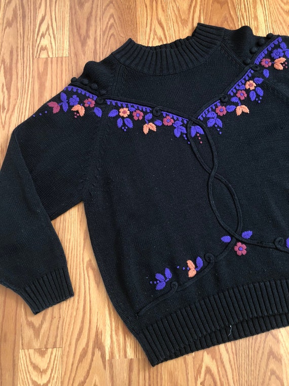 Vintage Mockneck Knit Sweater || Large || Pastel … - image 1