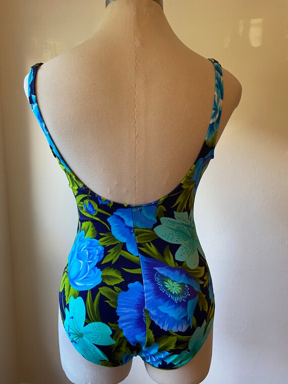 1990s Does 1960s Pin-Up One Piece Swimsuit with B… - image 2