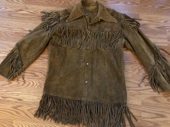 Vintage Leather Cowboy Shirt with Amazing Fringe … - image 4