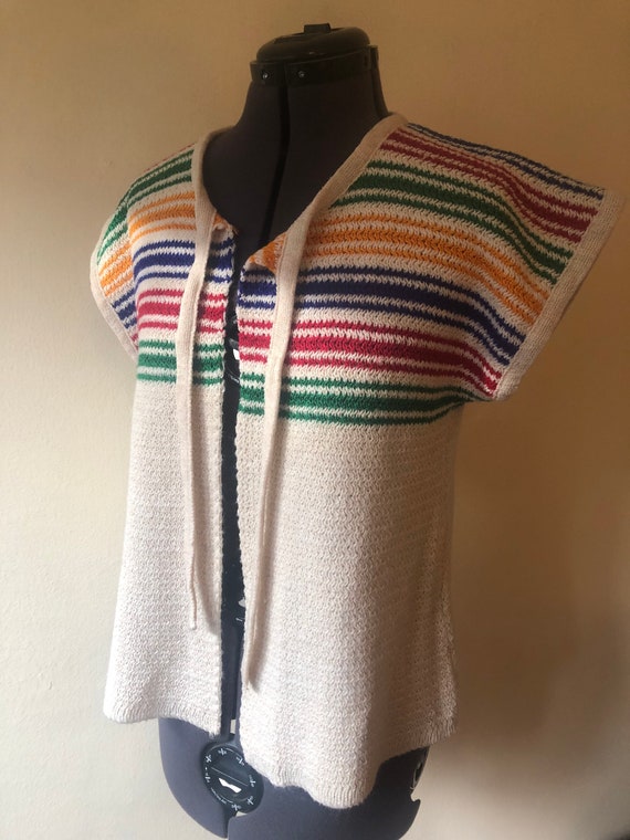 Fabulous 1970's Rainbow Knit Cardigan by Rrrrruss 