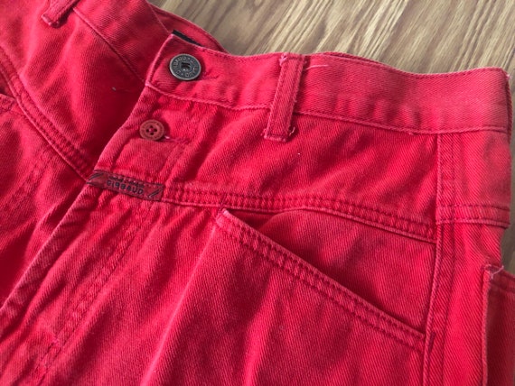 Vintage Red Denim Loose Fit Shorts || W32 || 1990… - image 2