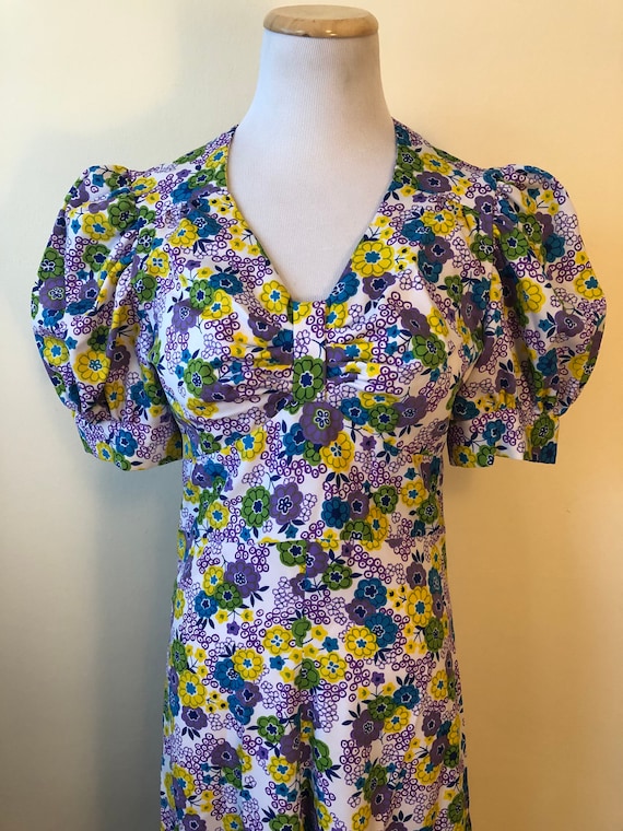 Handmade 70s-does-40s Floral Dress with Balloon Sl