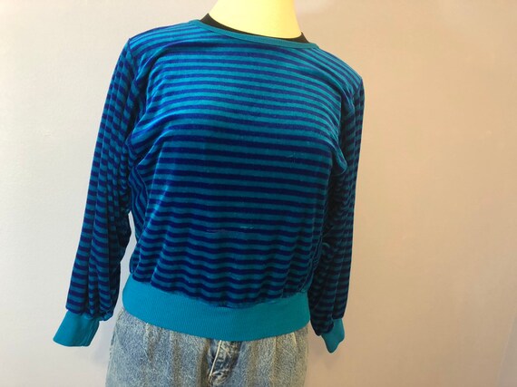 Vintage Velour Striped Sweater || 1970s Vintage ||