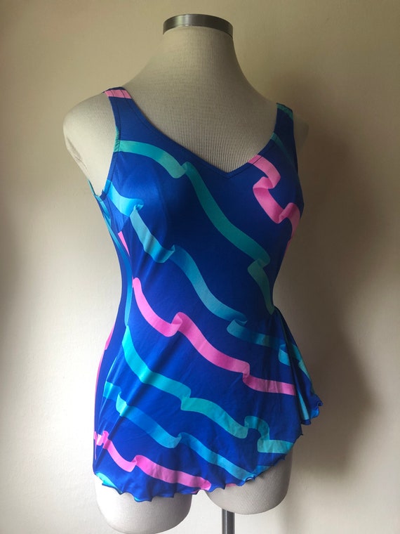 Cute Memphis-style Print Front-Skirted One-Piece … - image 2