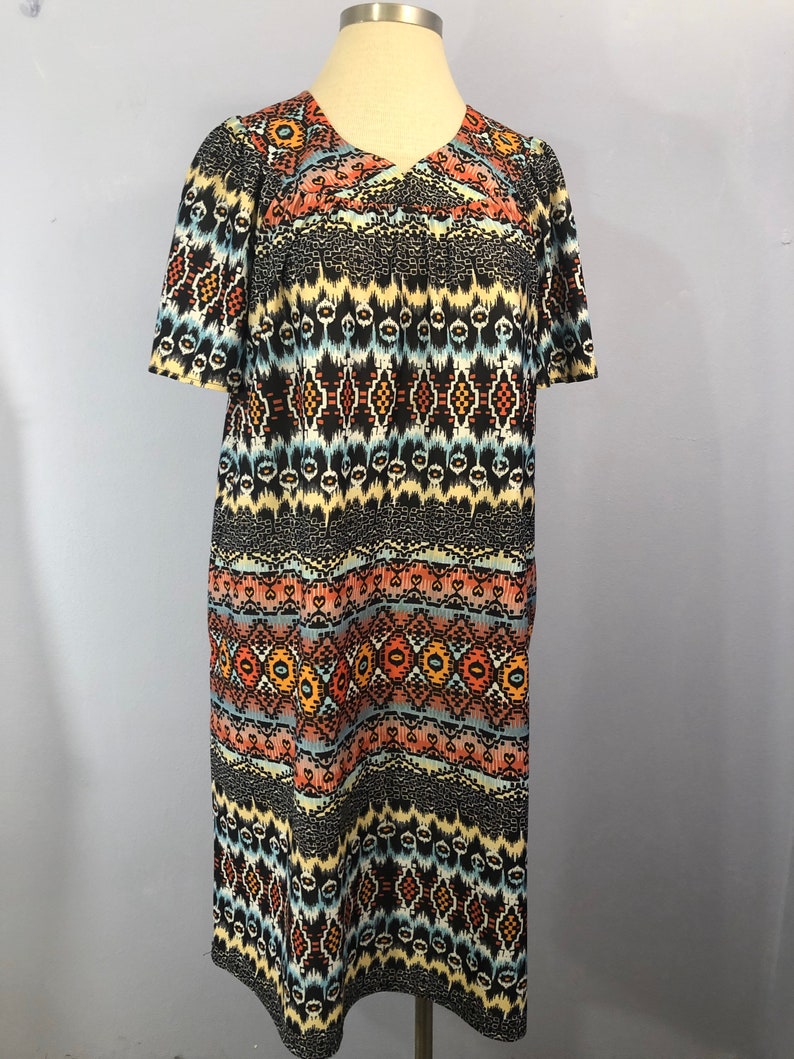 Stay At Home Style Quarantine Chic Housedress Plus Sized Ikat House Dress Sustainable Caftan Life