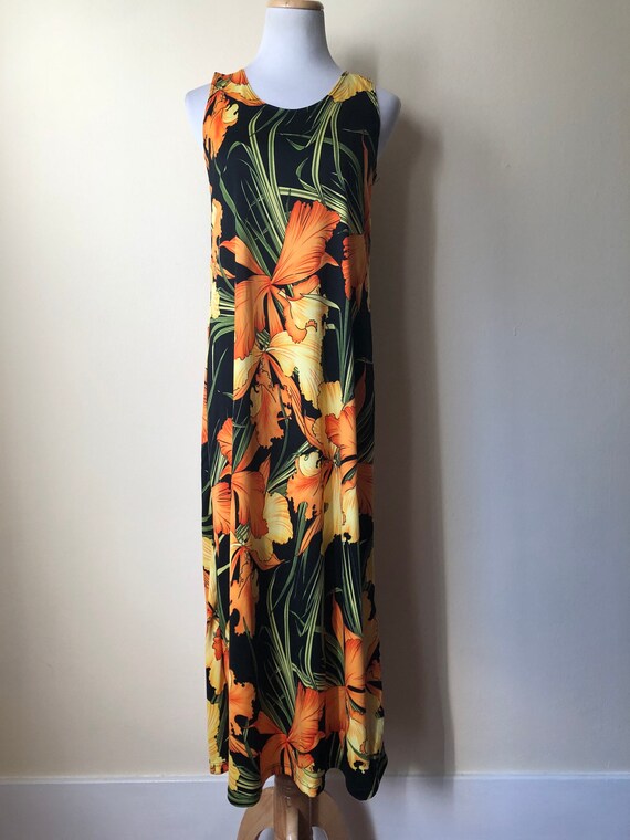 Tropical Summer Slip Dress || Small || Vintage Ha… - image 2