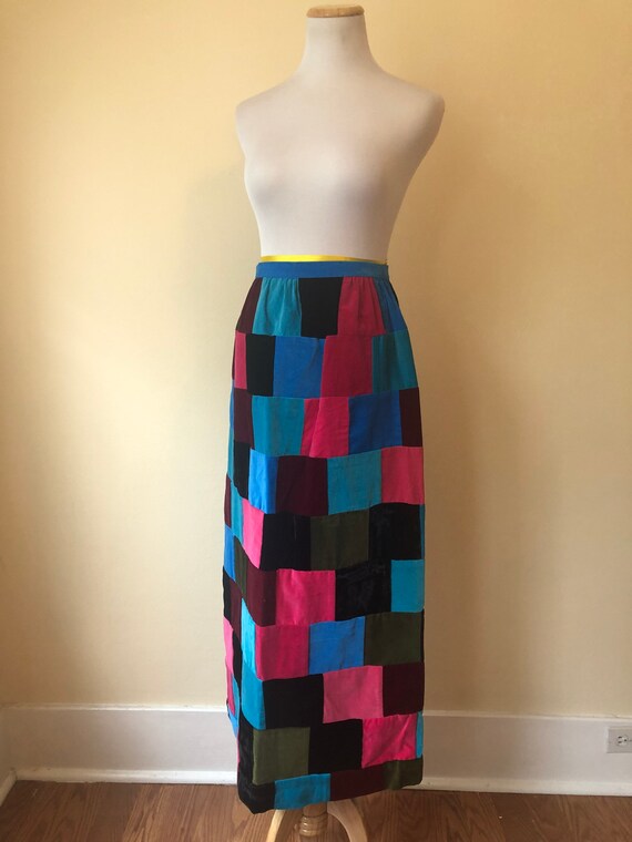 Vintage Hippie Patchwork Velvet Skirt || XXS or X… - image 6