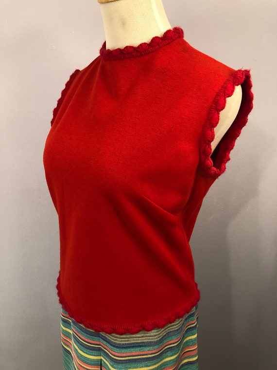 Red Knitwear Blouse with Crochet Edge Details || … - image 2