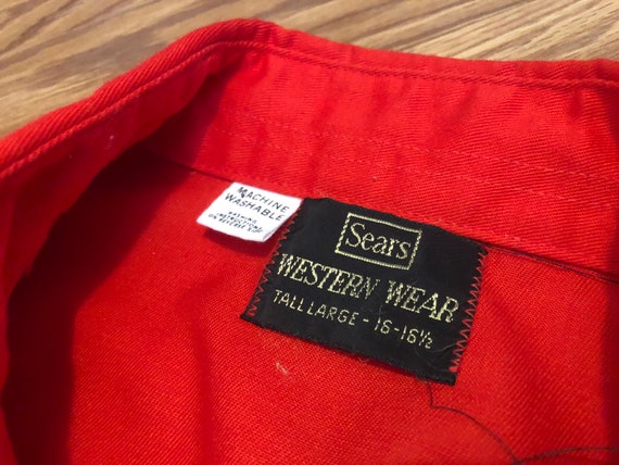 Vintage Single Stitch Sears Red Western Wear Shir… - image 2