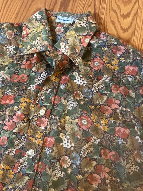 Botanical Spring Bloom Print Polyester Button-Up … - image 1
