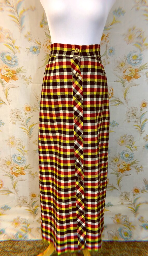 1970's Maxi Metallic Plaid Skirt || Small - image 9