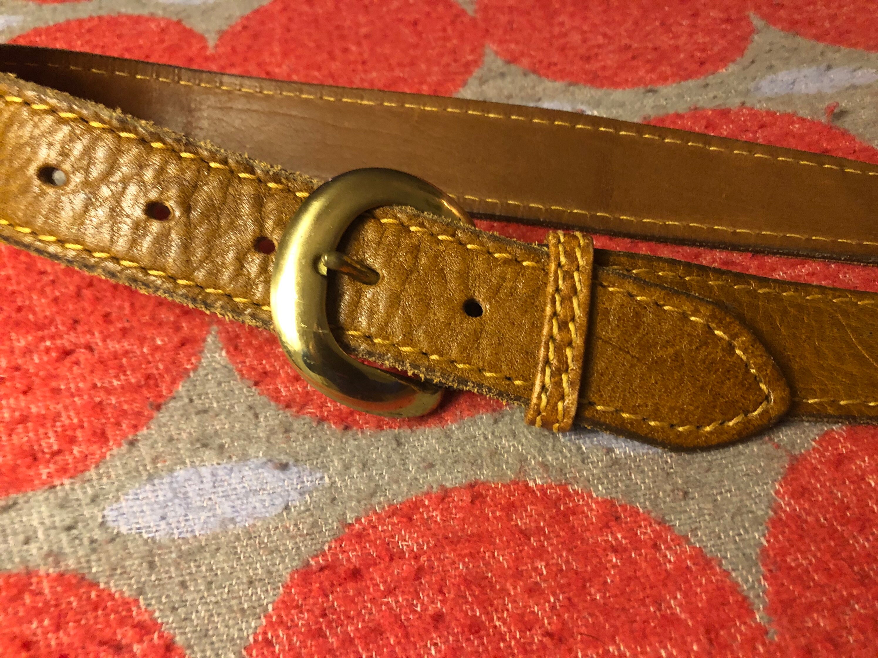 Vintage Hand Curried Steerhide Belt || Size 34 || Saks Fifth  display picture 1
