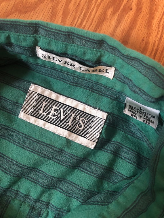 Vintage Levis Silver Label 'Big E' Striped Shirt … - image 5