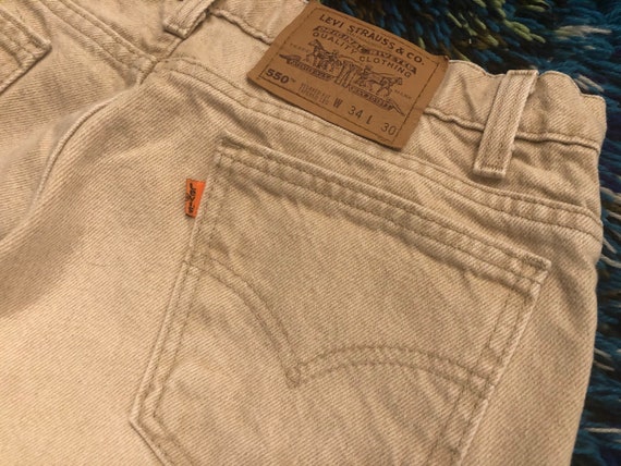 Beige 1990s Orange Tab Levis 550s || W34 || Grunge