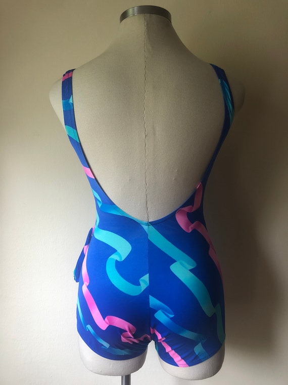 Cute Memphis-style Print Front-Skirted One-Piece … - image 4