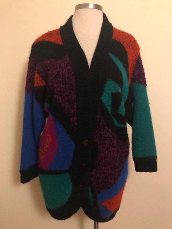 1990 oversize crazy knit cardigan || Large