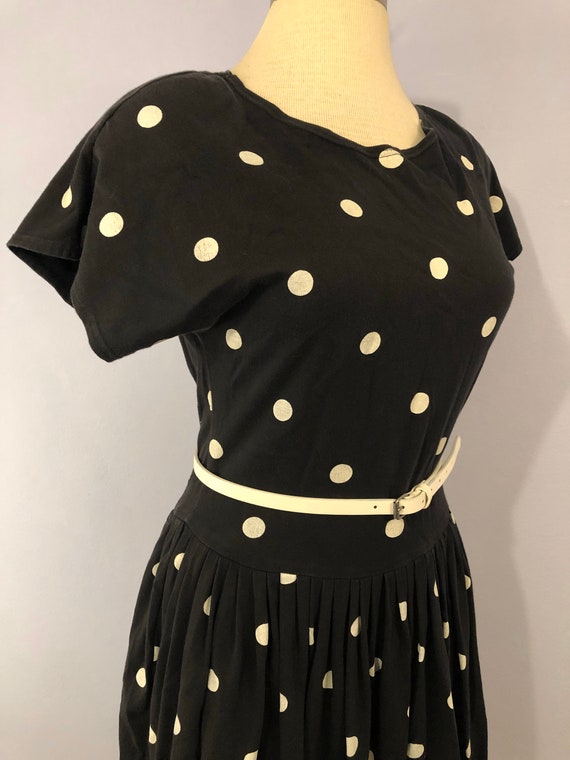 Cutest 1980s Black & White Polka Dot Dress || Vin… - image 2