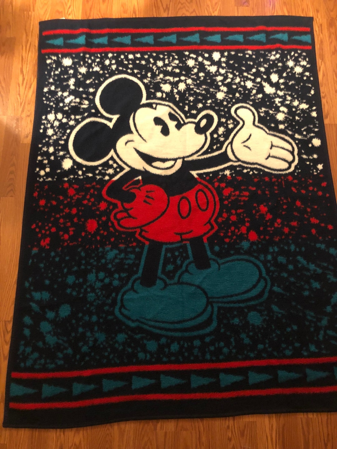 Mickey Mouse Biederlack Blanket 75 X 56 1980s Vintage Mickey Mouse Vintage Disney Throw Blanket