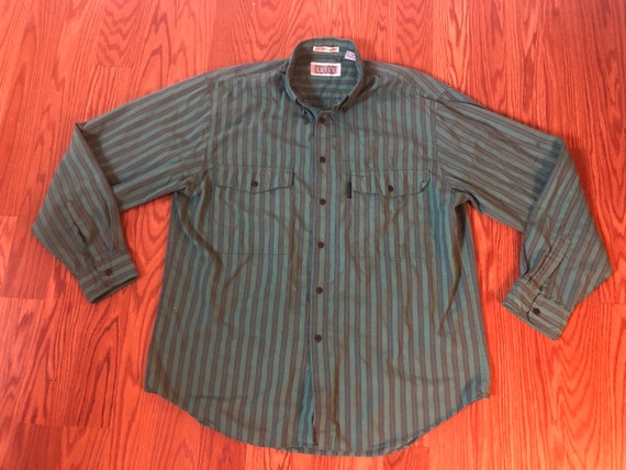 Vintage Levis Silver Label 'Big E' Striped Shirt … - image 2