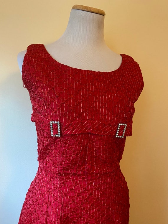 Gorgeous 1950s Wiggle Dress with Rhinestone Adorn… - image 9