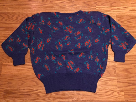 1980's Purple Paisley Sweater in Cropped Style ||… - image 4