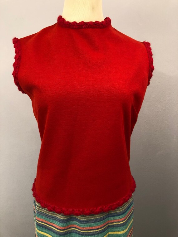 Red Knitwear Blouse with Crochet Edge Details || … - image 4