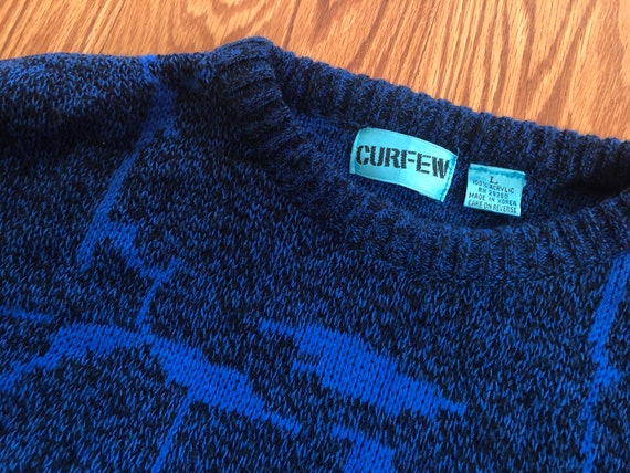 Blue Mod Knit Sweater || Large || 1980s - image 2