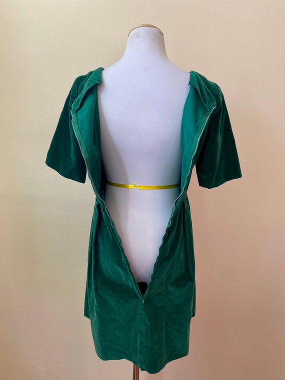 1960's Green Velvet Cocktail Mini Dress || XS || … - image 6
