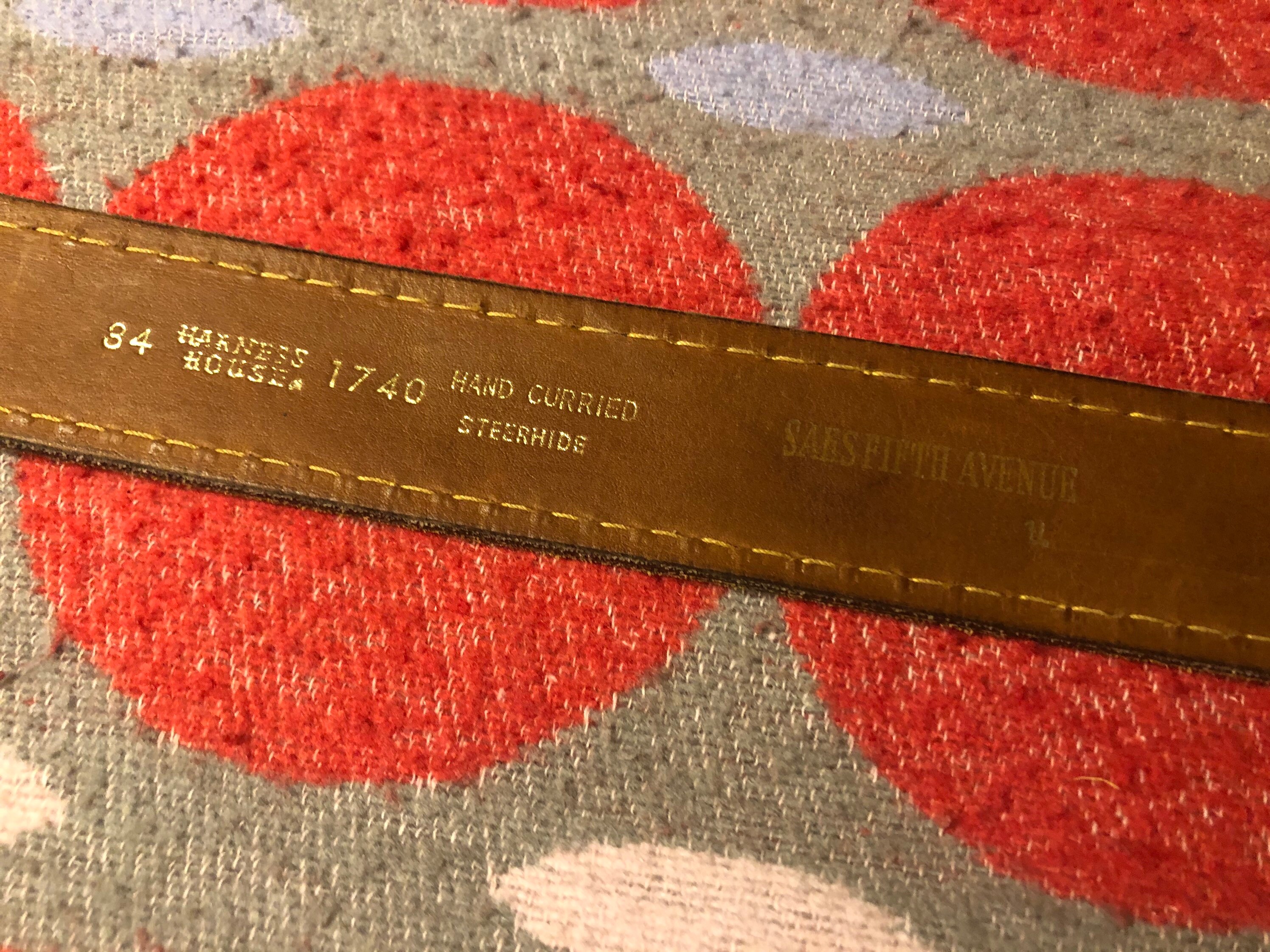 Vintage Hand Curried Steerhide Belt || Size 34 || Saks Fifth 