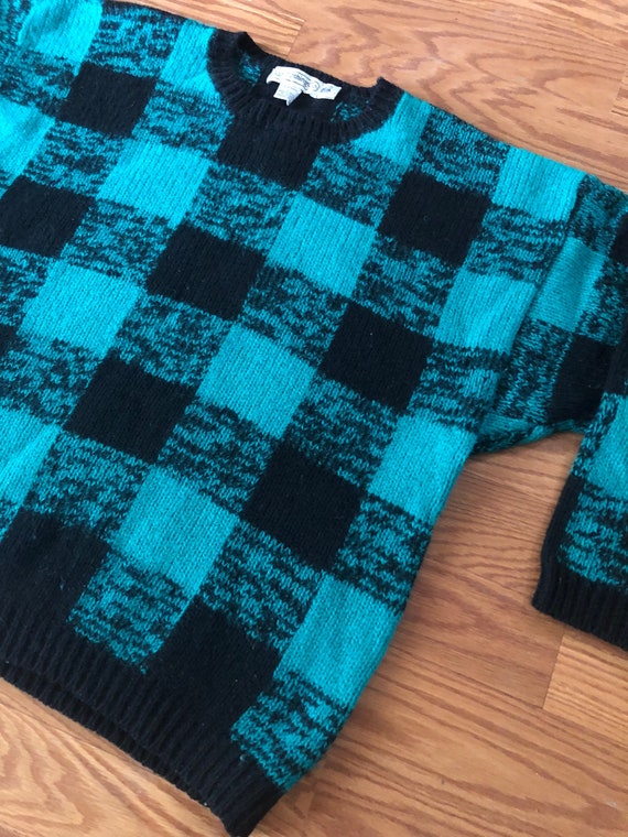 Gap Green Checkered Wool Knit Sweater || Large|| 1