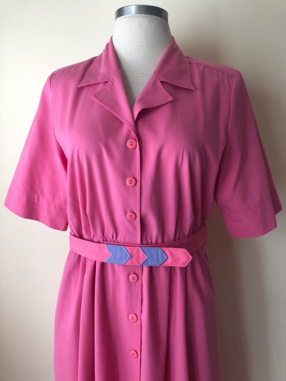 80s-does-50s Belted Pink Diner Dress by Willi of … - image 6