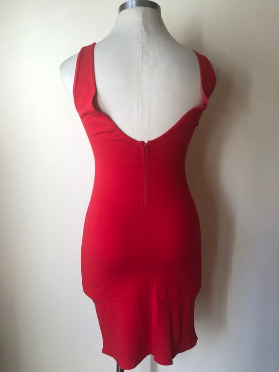 1980s Red Tank Dress || Large || Cindy Crawford - image 4
