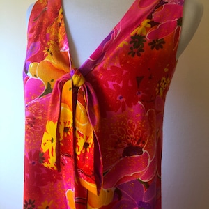 Vintage Tropical Bark Cloth Cocktail Dress by Two Potatoes || XS || 1960s