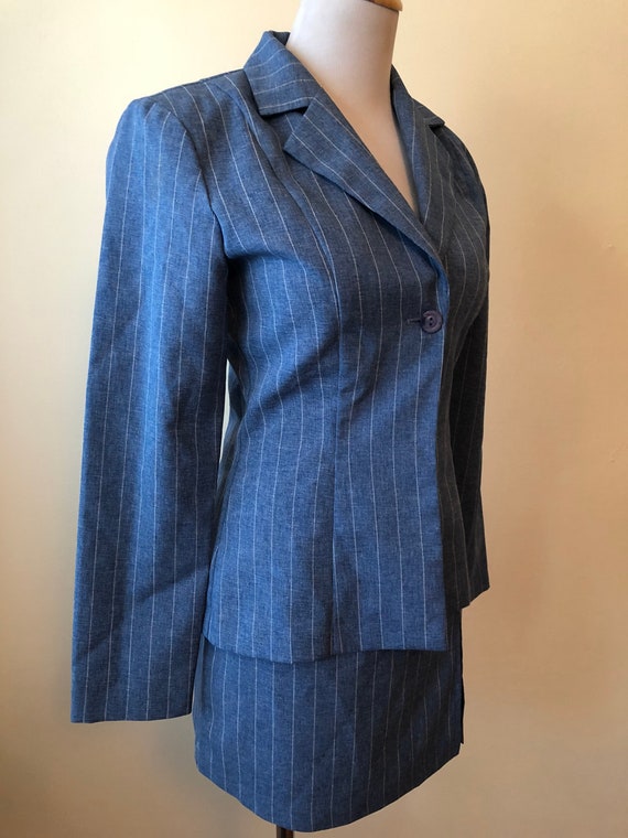 1970s Faux Denim Blazer and Skort Set || XS or S|… - image 6